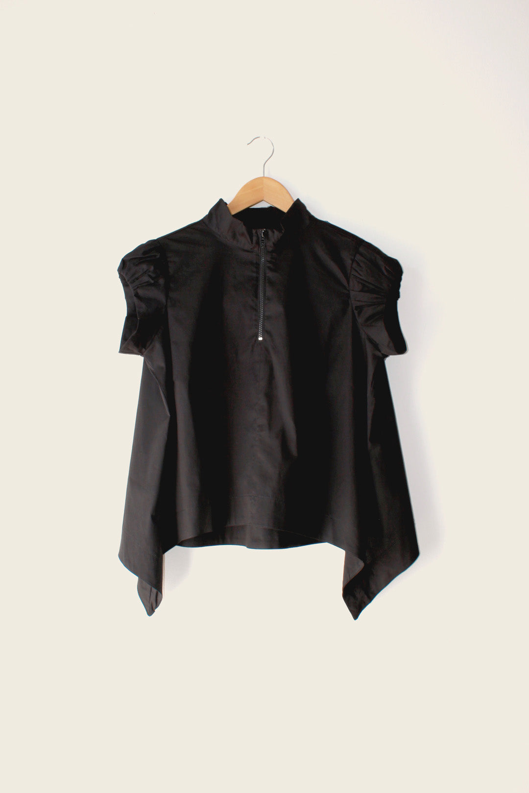 Cat Top in Black Poplin