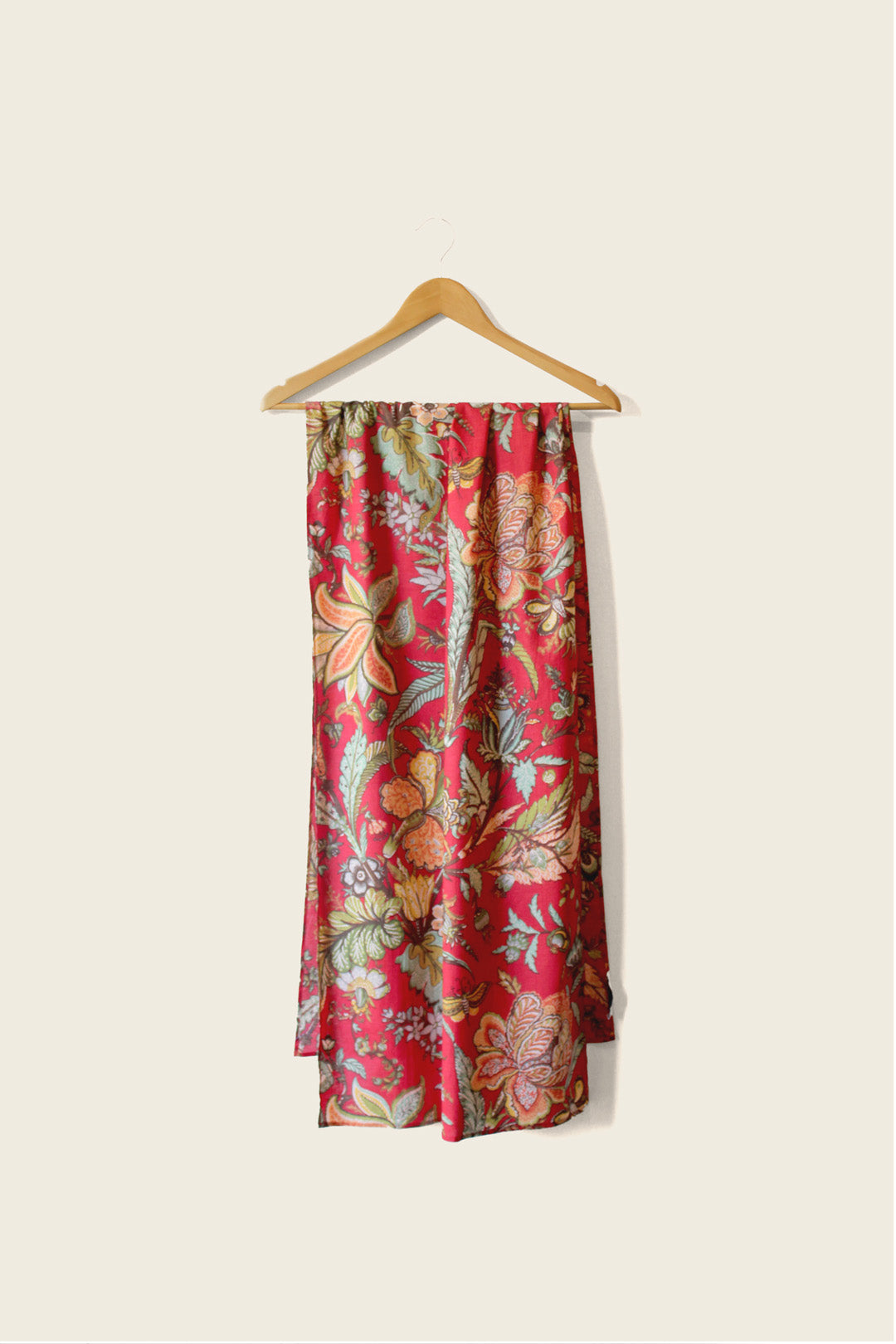 Red Floral Voile Scarf