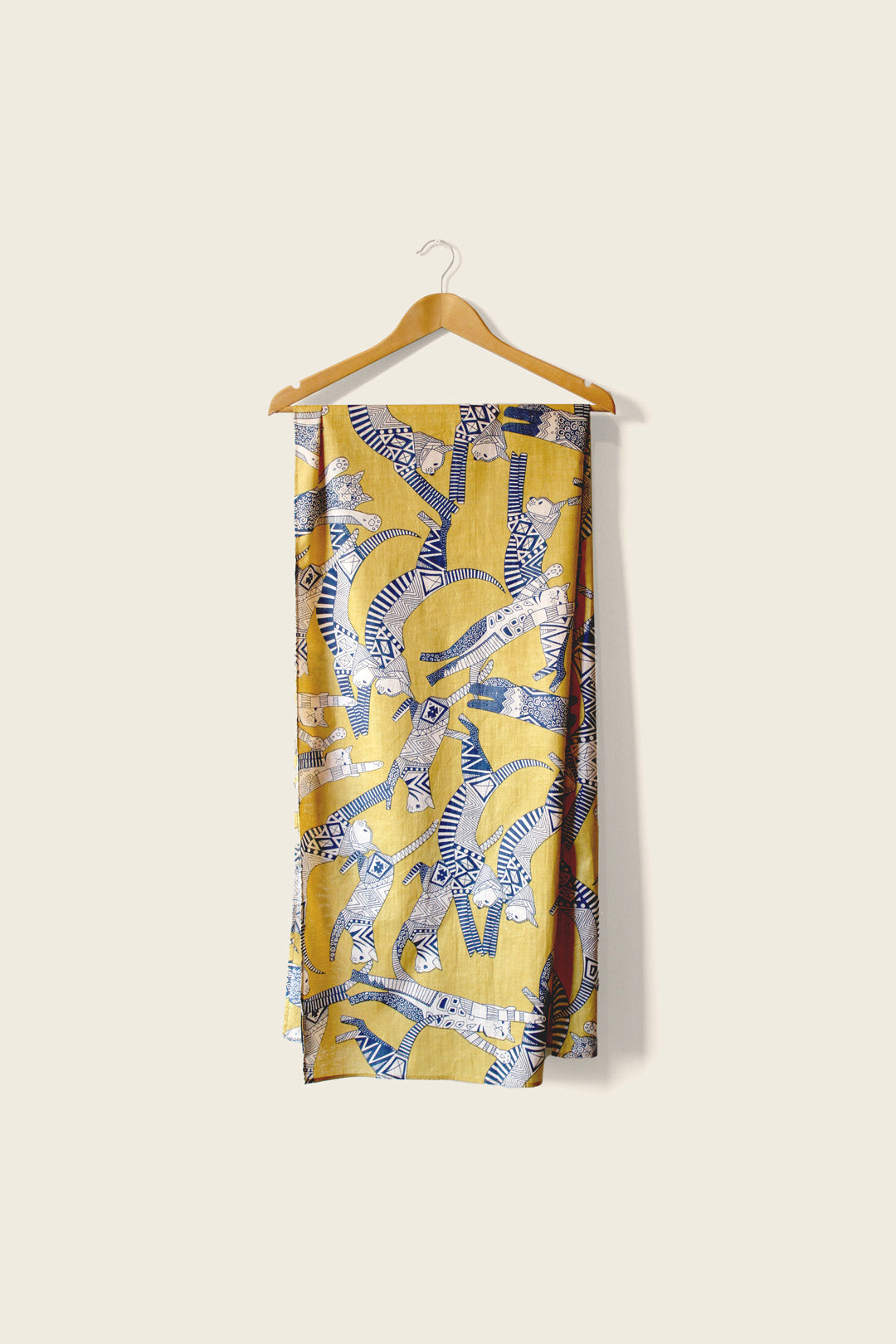 Yellow Cat Floral Voile Scarf