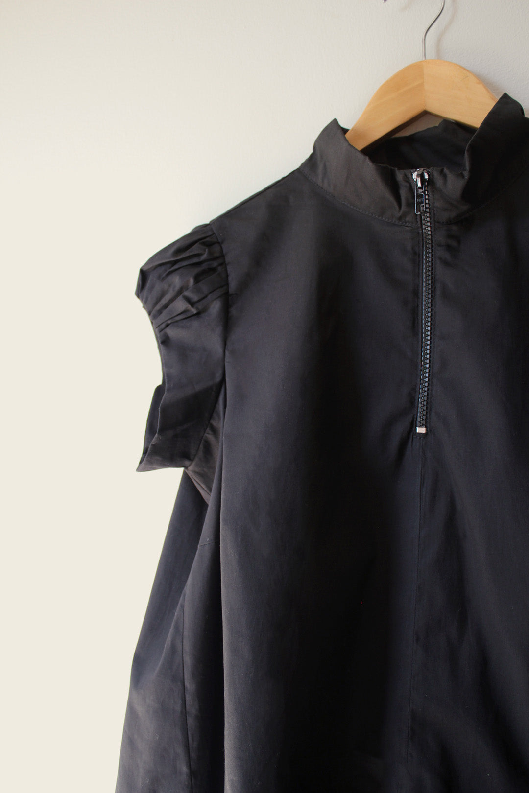 Cat Top in Black Poplin