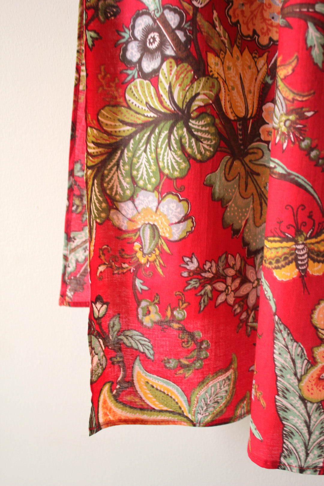 Red Floral Voile Scarf