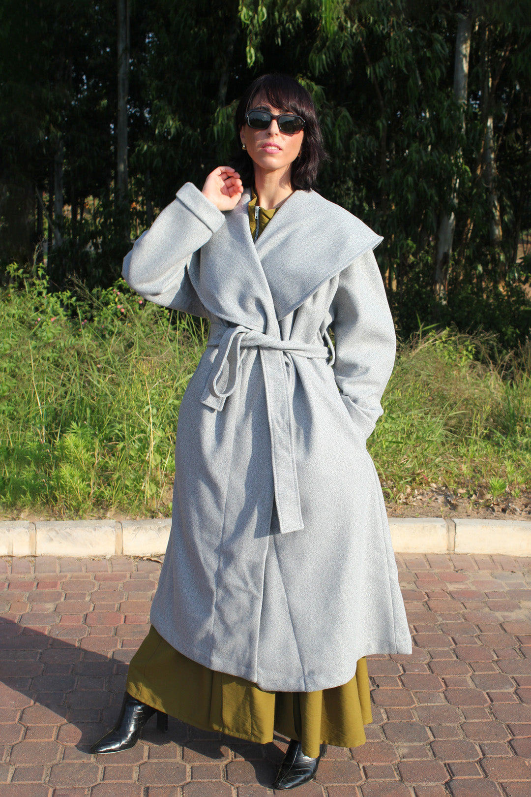 Demi Coat in Mottled Light Grey