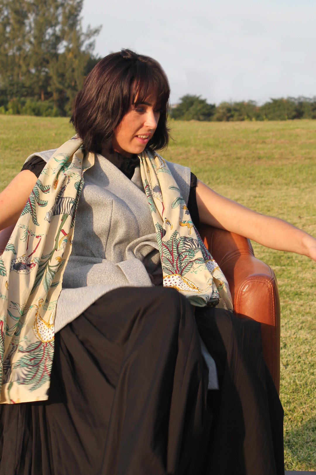 Leopard Floral Voile Scarf