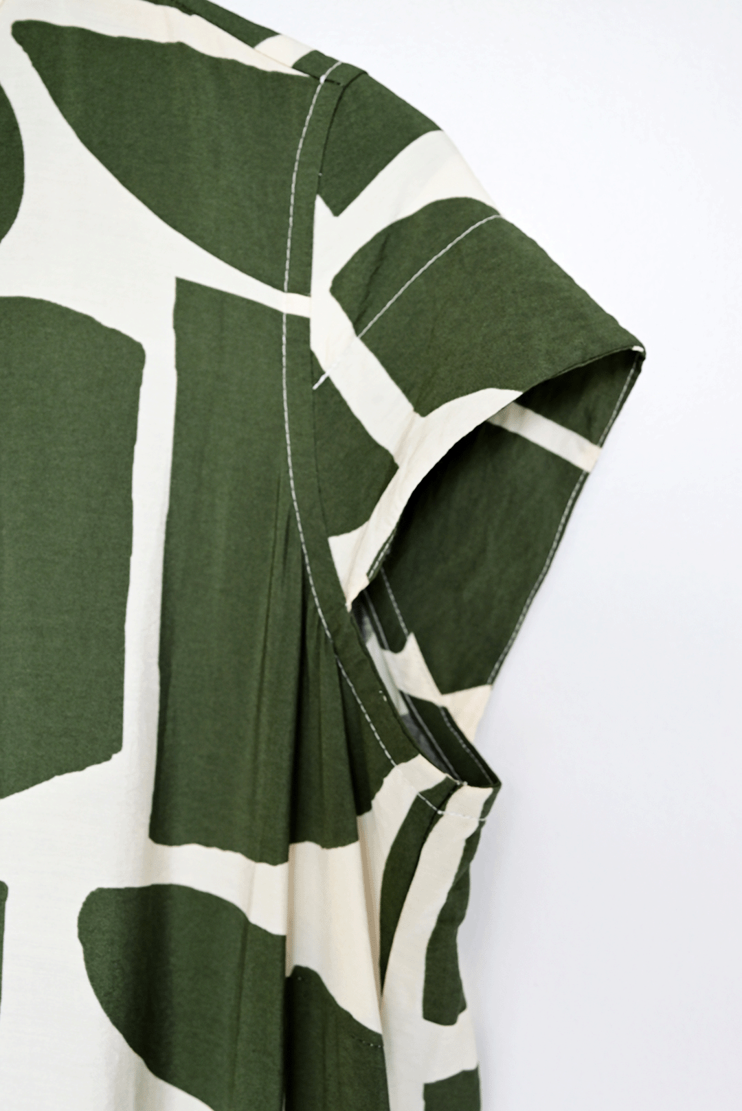 Cat Dress Olive Block Print