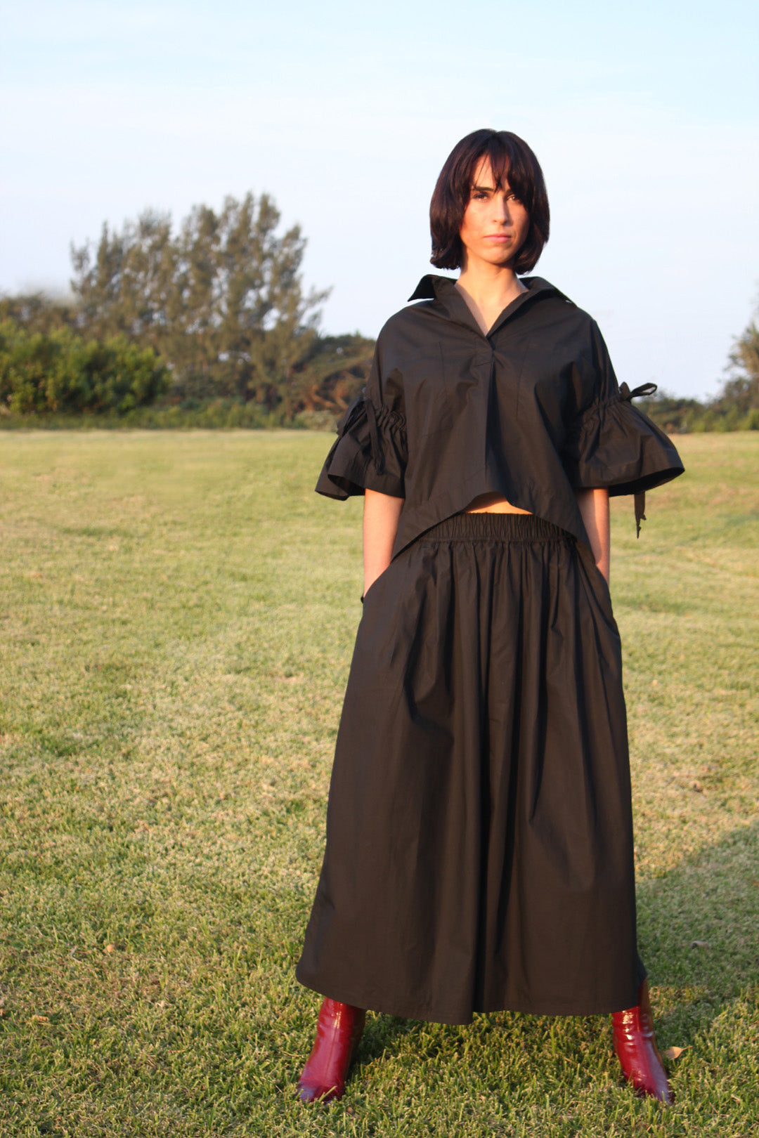 Franca Top in Black Poplin