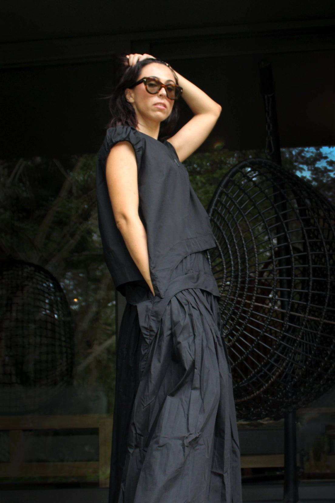 Cat Skirt in Black Poly Cotton