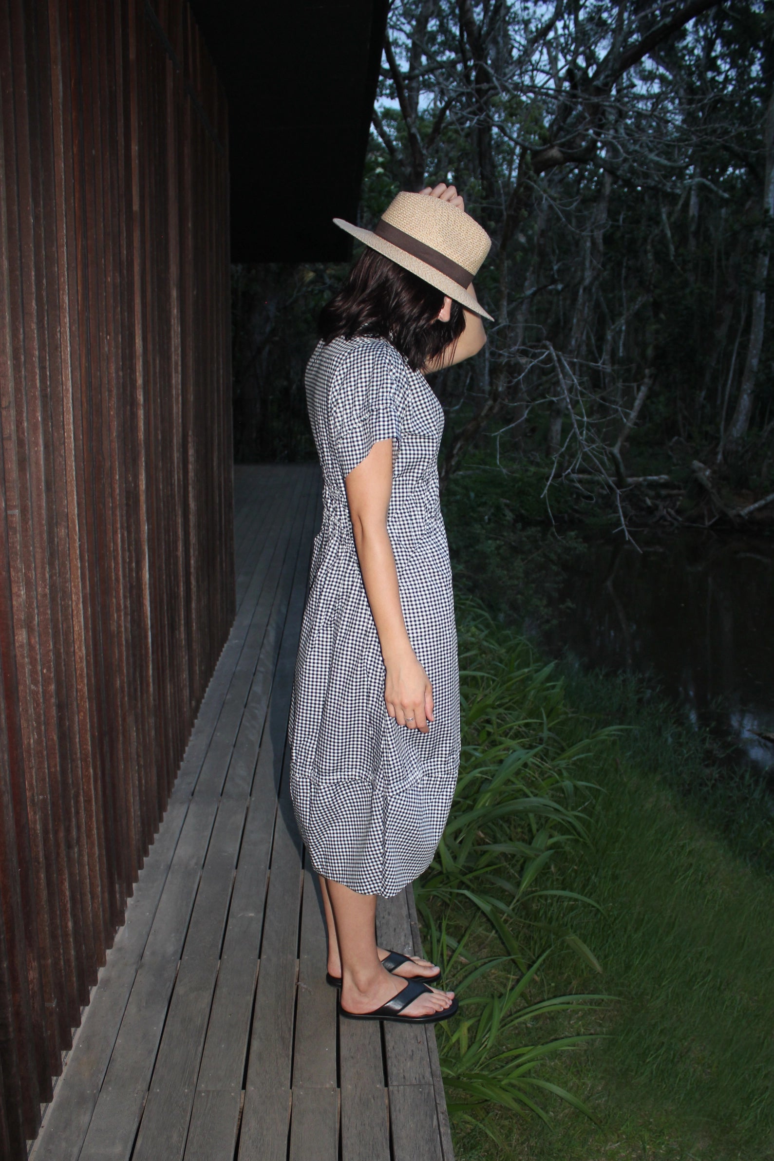 New Tori Dress in Black Gingham Check Cotton