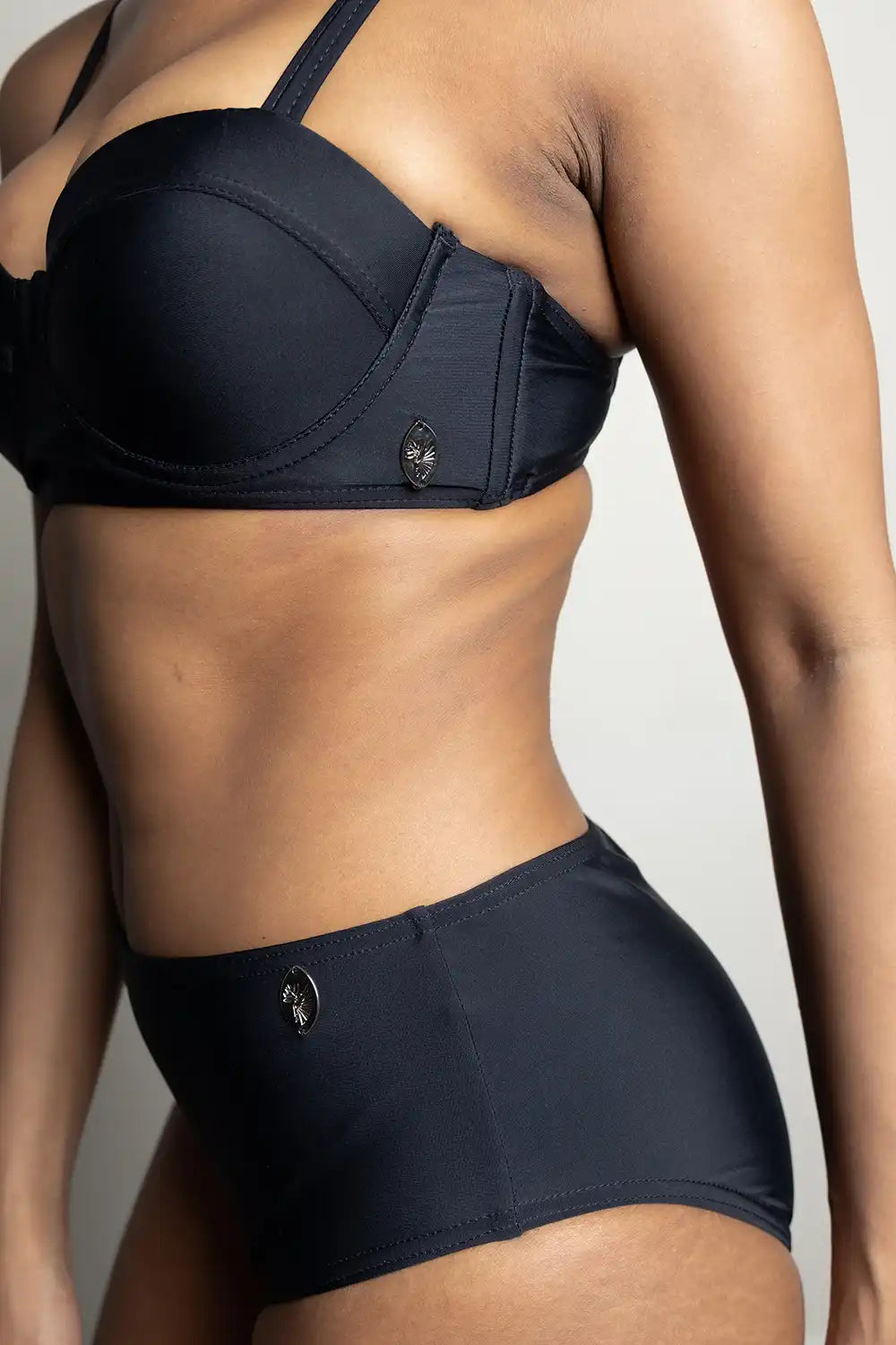 Paradise High Rise Bikini Bottoms in Ebbony