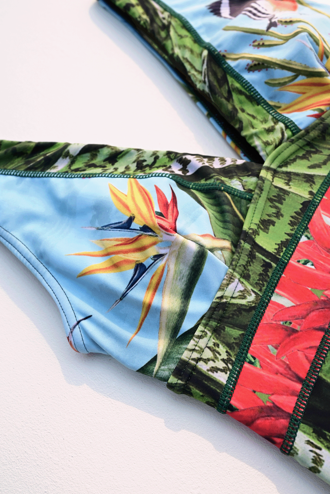 Flora & fauna design one-piece costume closeup photograph