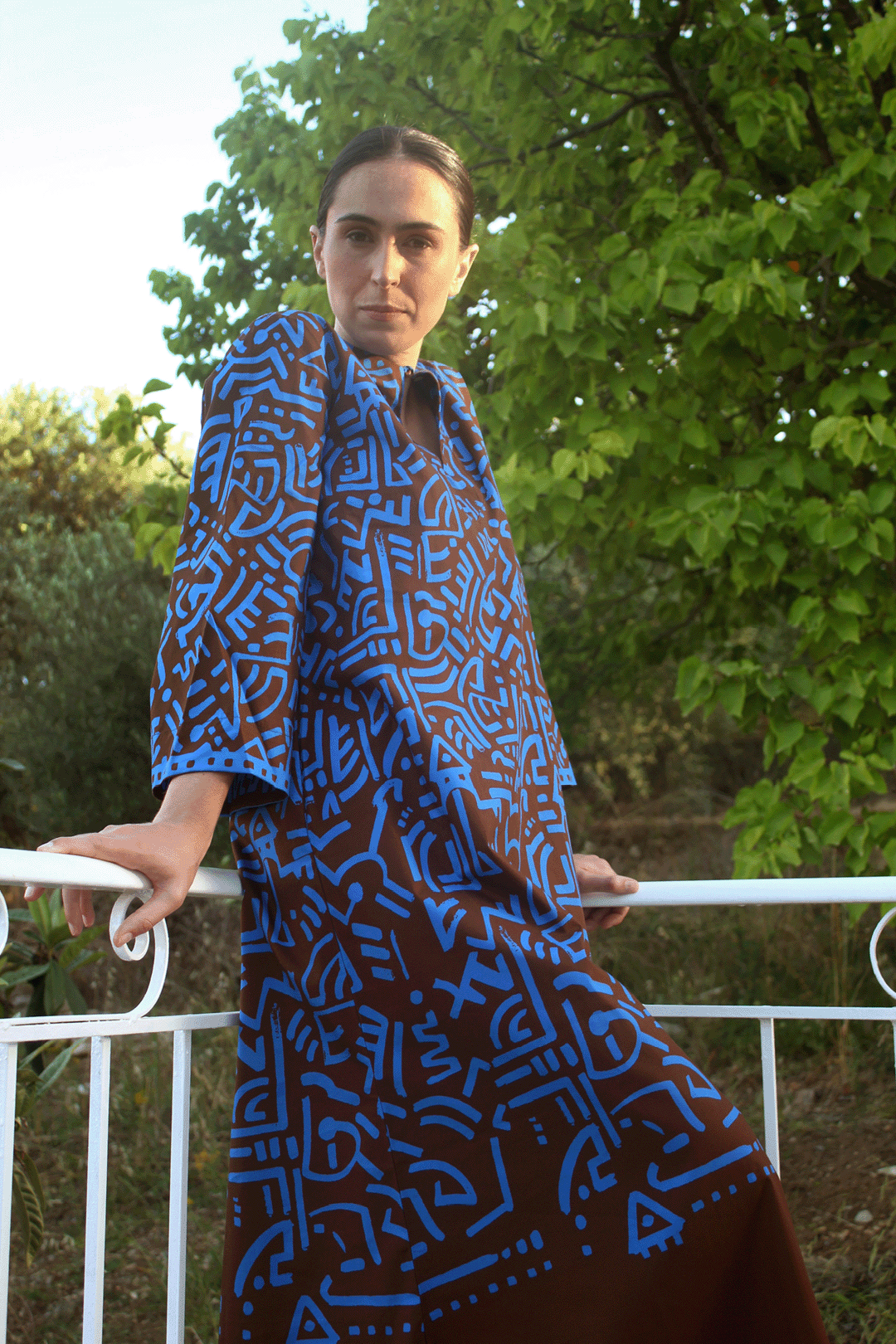 Electric blue & brown Kaftan lifestyle photograph