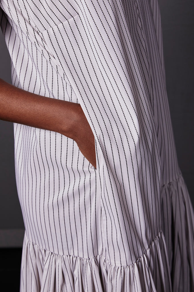 Cai Dress - White Stripe