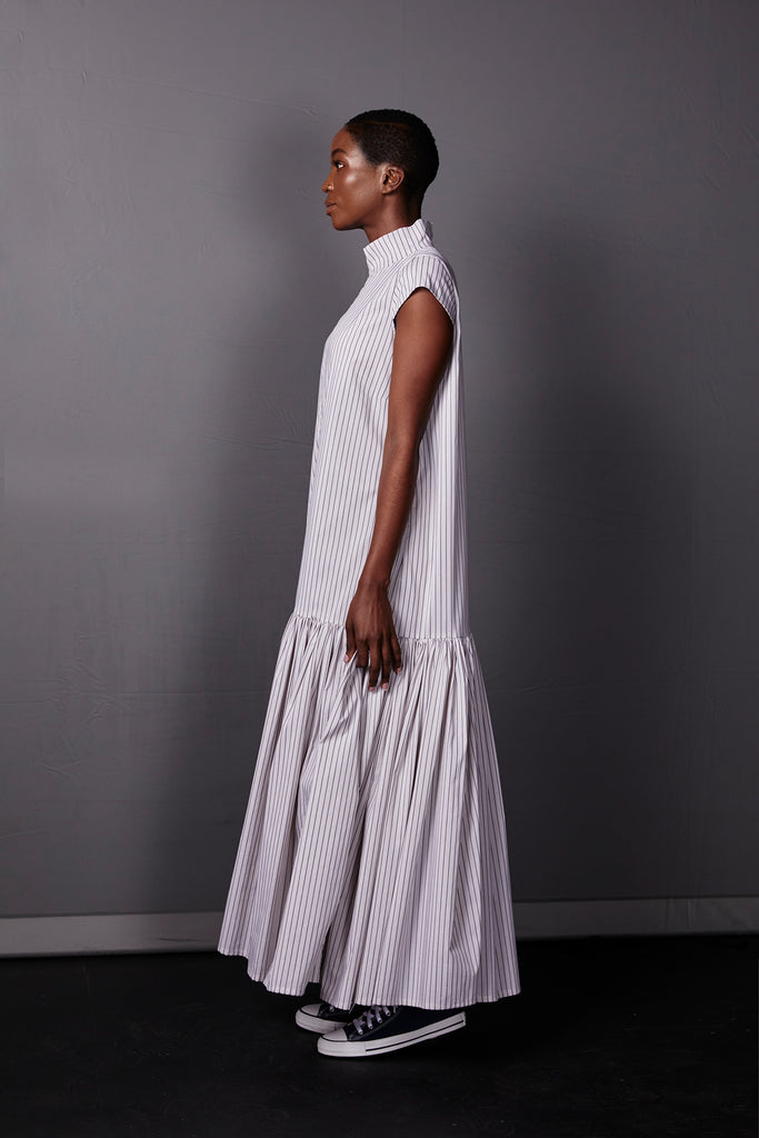 Cai Dress - White Stripe