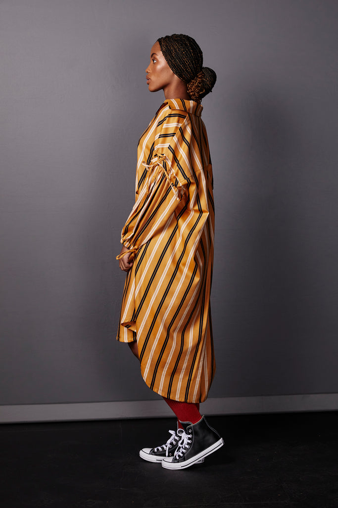 Franca Dress - Gold Striped Twill