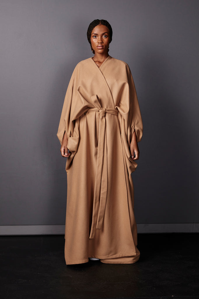 Ayano Long Kimono Wrap - Camel Melton