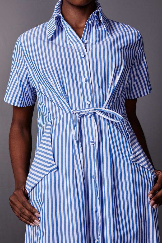 Ella Shirt Dress - Blue Stripe